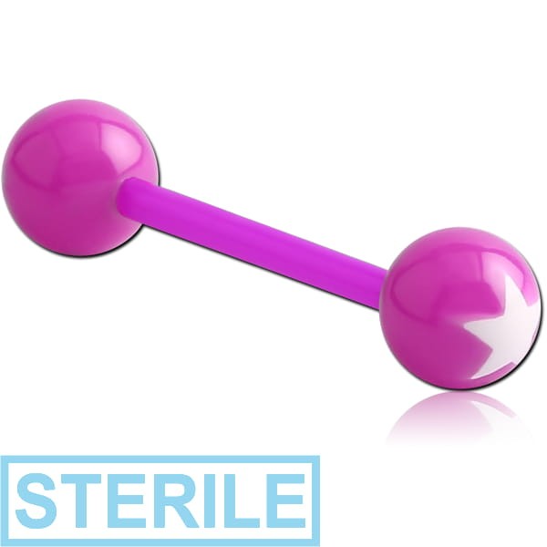 STERILE UV ACRYLIC FLEXIBLE BARBELL WITH PRINTED STAR BALL