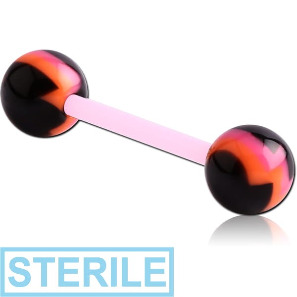 STERILE UV ACRYLIC FLEXIBLE BARBELL WITH ZIGZAG BALL