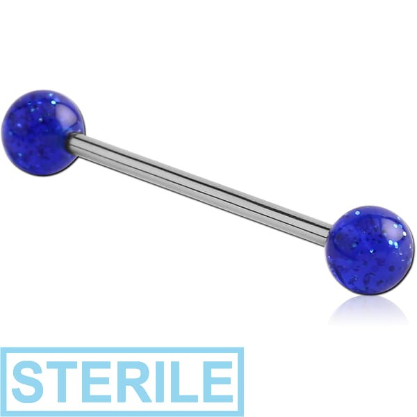 STERILE SURGICAL STEEL BARBELL WITH UV GLITTERING BALL