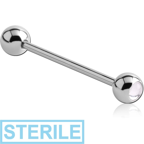 STERILE SURGICAL STEEL CABOCHON JEWELLED BARBELL