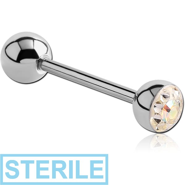 STERILE SURGICAL STEEL CRYSTALINE JEWELLED BARBELL