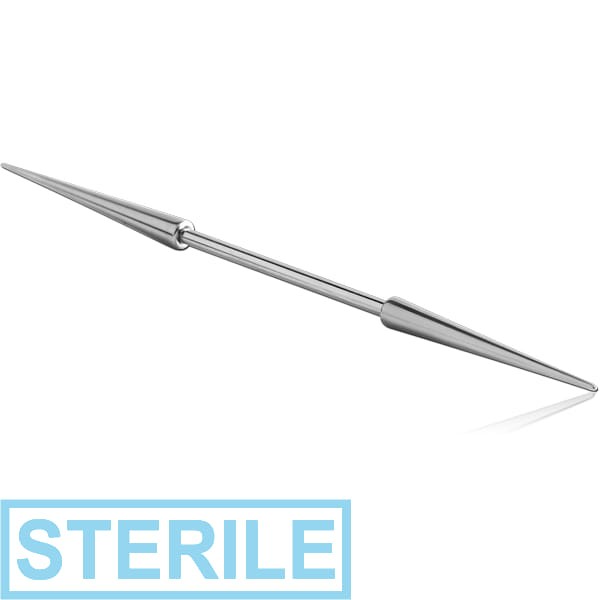 STERILE SURGICAL STEEL BARBELL WITH LONG CONES