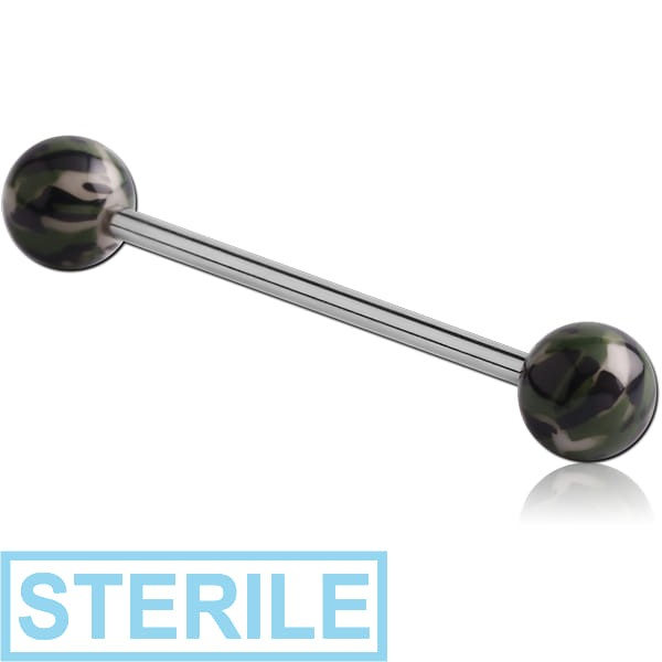 STERILE SURGICAL STEEL BARBELL WITH PAINTED BALL - NOT FOR TONGUE USE