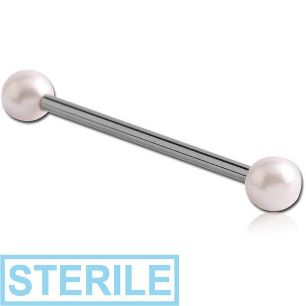 STERILE SURGICAL STEEL BARBELL WITH SYNTHETIC PEARLS