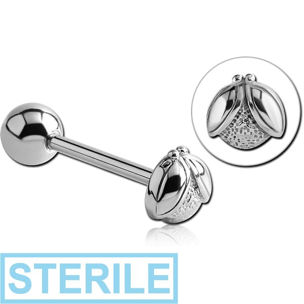 STERILE SURGICAL STEEL BARBELL - LADYBUG