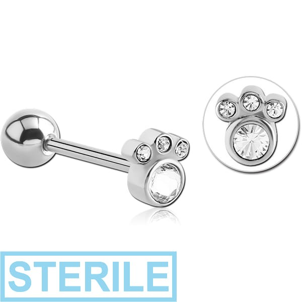 STERILE SURGICAL STEEL JEWELLED BARBELL