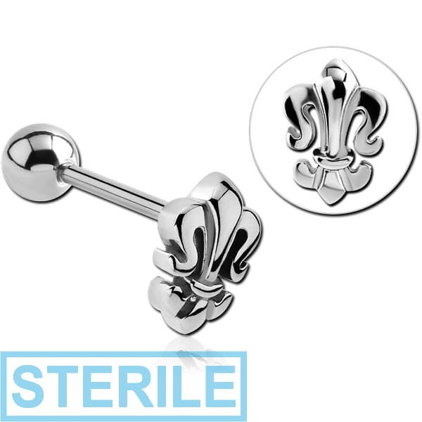 STERILE SURGICAL STEEL BARBELL - FLEUR DE LIS