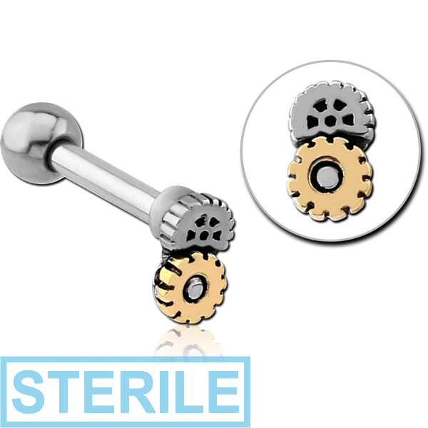 STERILE SURGICAL STEEL BARBELL - STEAMPUNK