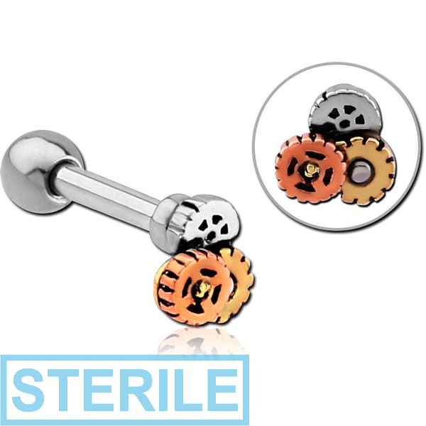STERILE SURGICAL STEEL BARBELL - STEAMPUNK