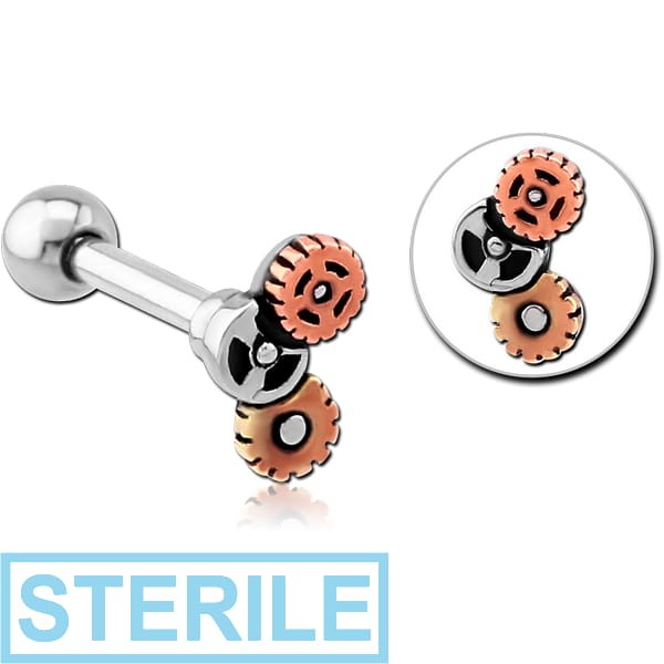 STERILE SURGICAL STEEL BARBELL - STEAMPUNK