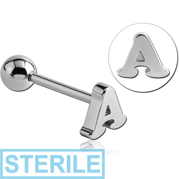 STERILE SURGICAL STEEL BARBELL WITH LETTER - A