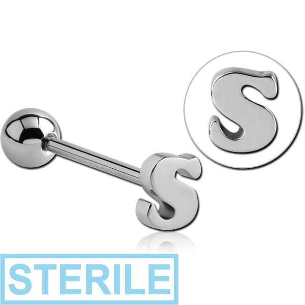 STERILE SURGICAL STEEL BARBELL WITH LETTER - S