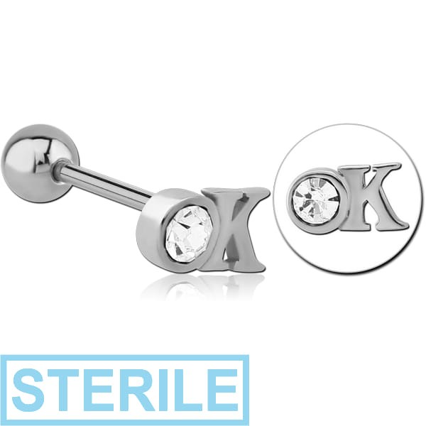 STERILE SURGICAL STEEL JEWELLED BARBELL - OK