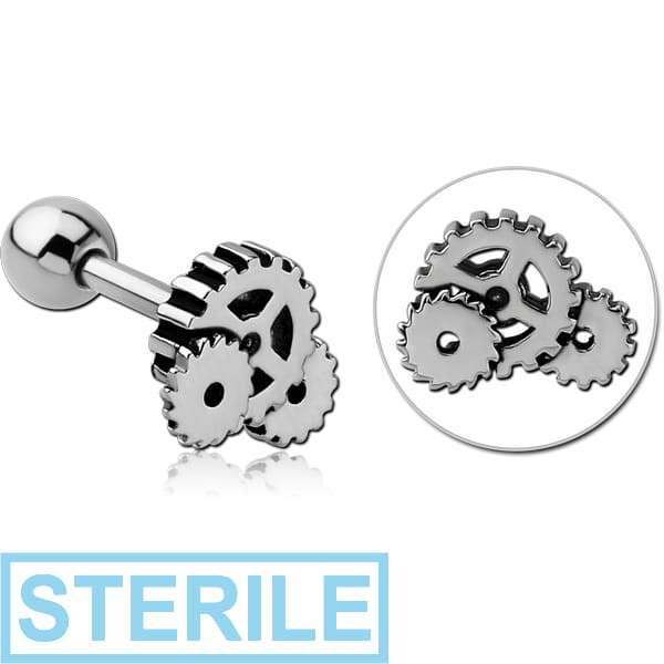STERILE SURGICAL STEEL BARBELL - STEAMPUNK