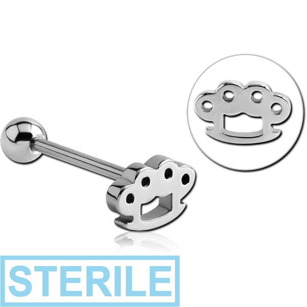 STERILE SURGICAL STEEL BARBELL - BRASS KNUCKLES