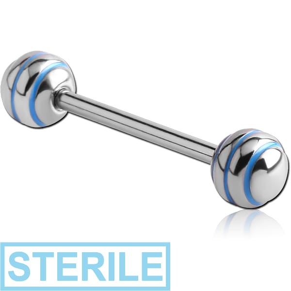STERILE SURGICAL STEEL BARBELL WITH STRIPED BALL
