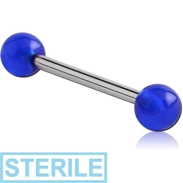 STERILE SURGICAL STEEL BARBELL WITH UV ACRYLIC BALL