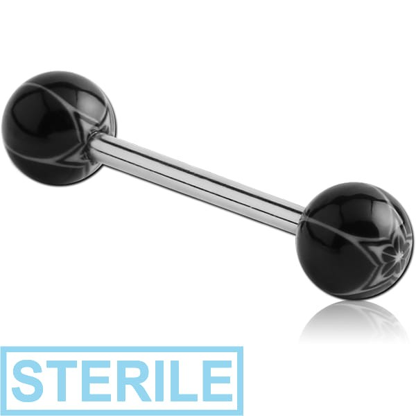 STERILE SURGICAL STEEL BARBELL WITH UV STAR BALL