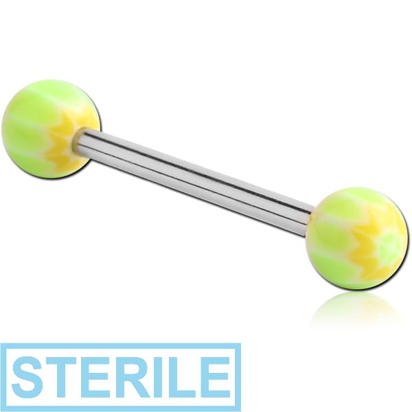 STERILE SURGICAL STEEL BARBELL WITH UV WEB BALL