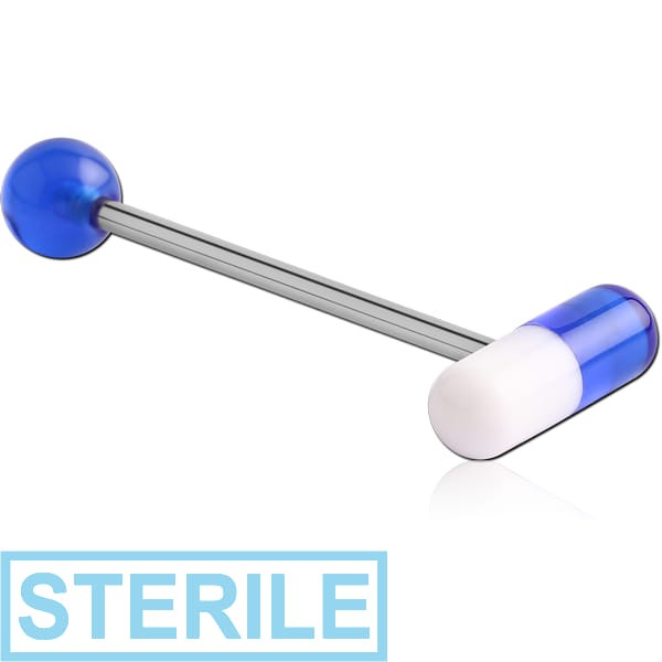 STERILE SURGICAL STEEL BARBELL WITH UV ACRYLIC CAPSULE