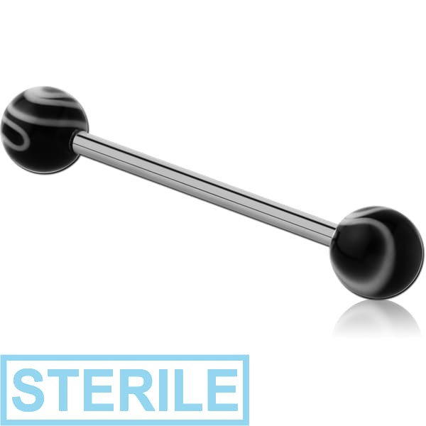STERILE SURGICAL STEEL BARBELL WITH UV ACRYLIC MARBLE BALL