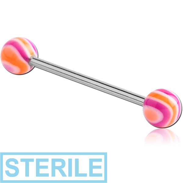STERILE SURGICAL STEEL BARBELL WITH UV WAVE CANDY BALL