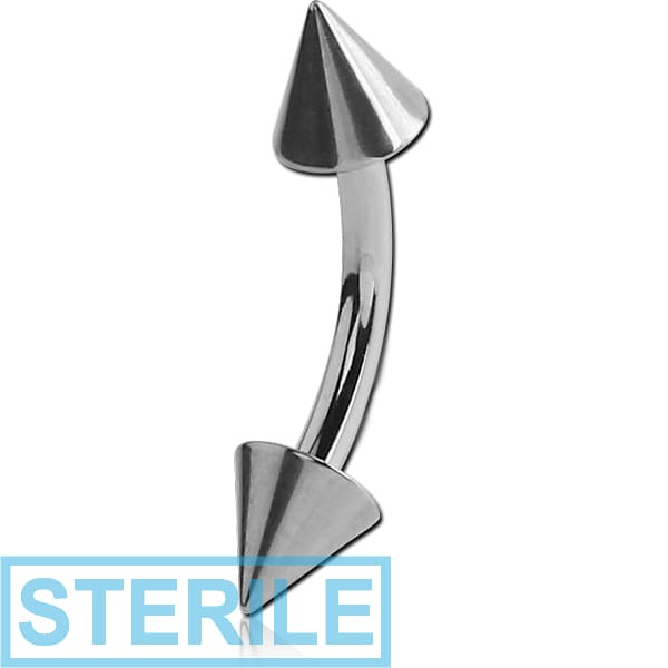 STERILE SURGICAL STEEL CURVED BARBELL WITH CONES
