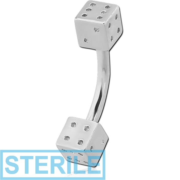 STERILE SURGICAL STEEL CURVED BARBELL WITH DICES