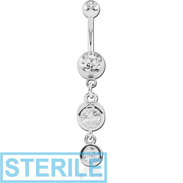 STERILE SURGICAL STEEL DOUBLE JEWELLED NAVEL BANANA WITH CHARM