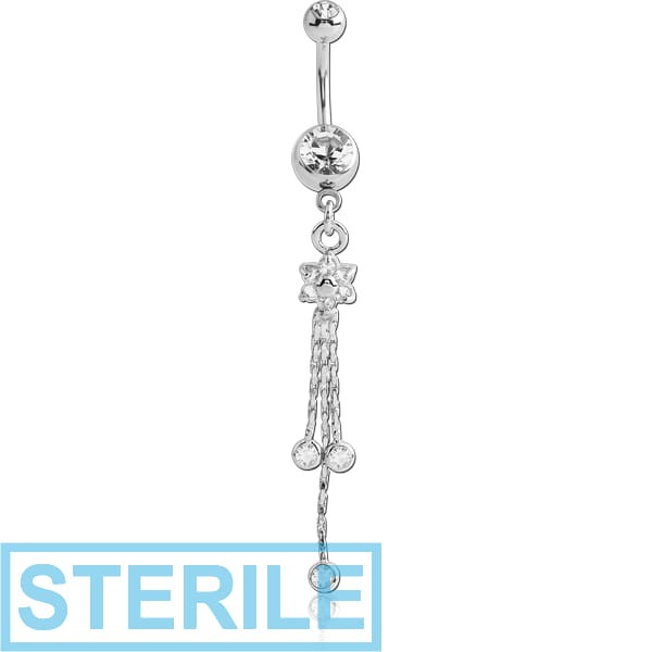 STERILE SURGICAL STEEL DOUBLE JEWELLED NAVEL BANANA WITH FLOWER CHARM