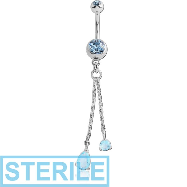 STERILE SURGICAL STEEL DOUBLE JEWELLED NAVEL BANANA WITH CHARM
