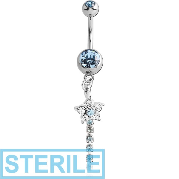 STERILE SURGICAL STEEL DOUBLE JEWELLED NAVEL BANANA WITH FLOWER CHARM