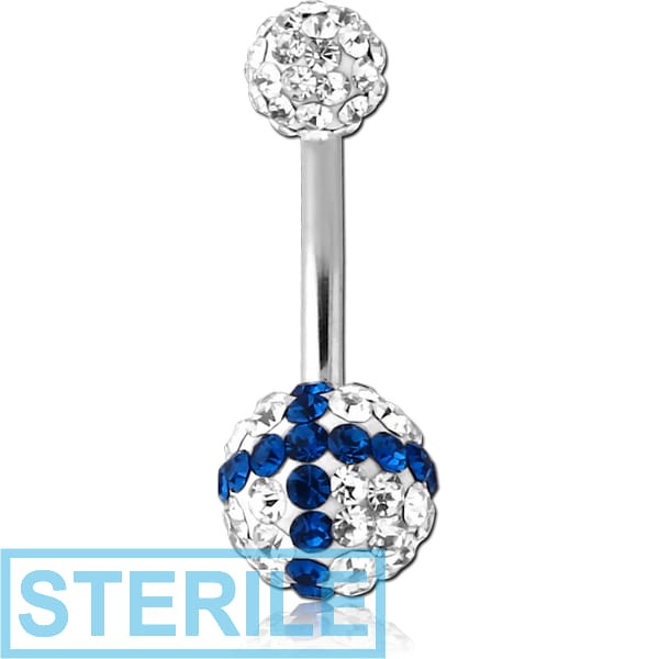 STERILE SURGICAL STEEL VALUE CRYSTALINE JEWELLED FINLAND MAP NAVEL BANANA