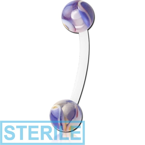 STERILE UV ACRYLIC FLEXIBLE CURVED BARBELL WITH JAW BREAKER BALL