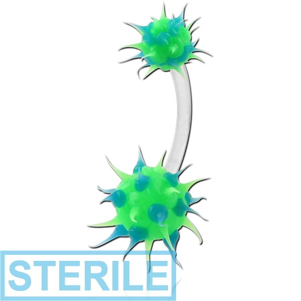 STERILE UV ACRYLIC FLEXIBLE NAVEL BANANA WITH SILICONE SPIKEY BALL
