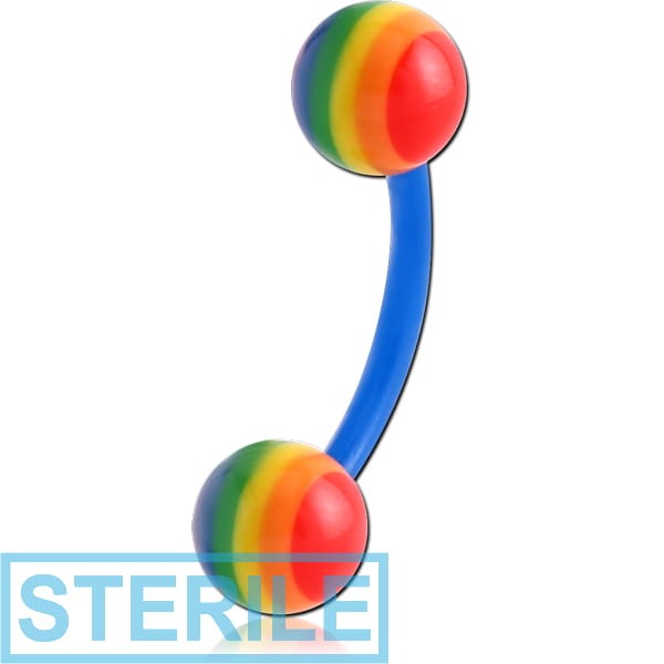 STERILE UV ACRYLIC RAINBOW BALL FLEXIBLE NAVEL BANANA