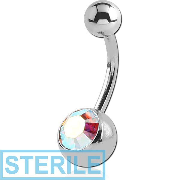 STERILE SURGICAL STEEL OPTIMA CRYSTAL NAVEL BANANA