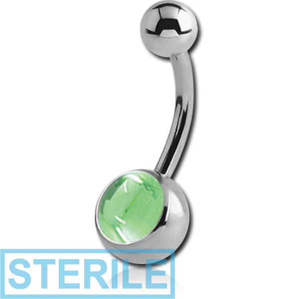 STERILE SURGICAL STEEL CABOCHON JEWELLED NAVEL BANANA