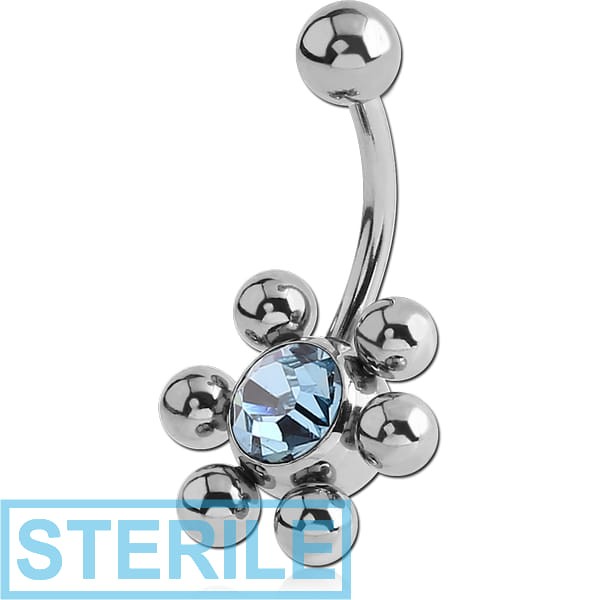 STERILE SURGICAL STEEL FLOWER JEWELLED NAVEL BANANA