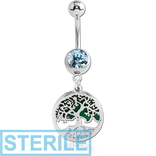 STERILE SURGICAL STEEL JEWELLED NAVEL BANANA WITH CHARM