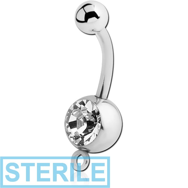 STERILE SURGICAL STEEL JEWELLED NAVEL BANANA WITH HOOP