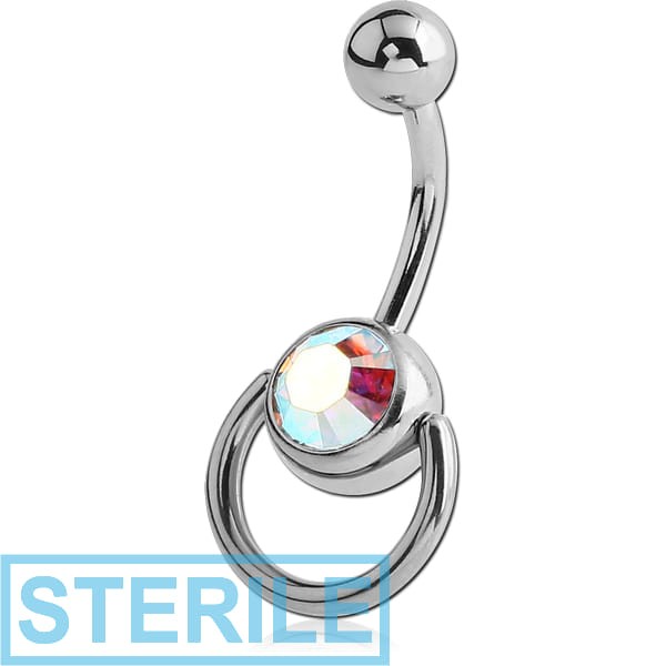 STERILE SURGICAL STEEL JEWELLED SLAVE NAVEL BANANA