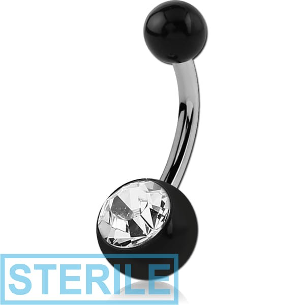 STERILE SURGICAL STEEL PREMIUM CRYSTAL JEWELLED NAVEL BANANA WITH UV BALL