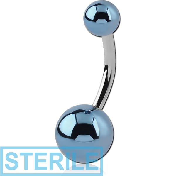 STERILE SURGICAL STEEL NAVEL BANANA WITH ANODISED BALL