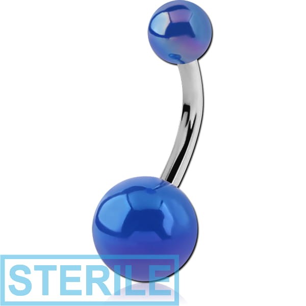 STERILE SURGICAL STEEL NAVEL BANANA WITH AB COATED NEON BALL