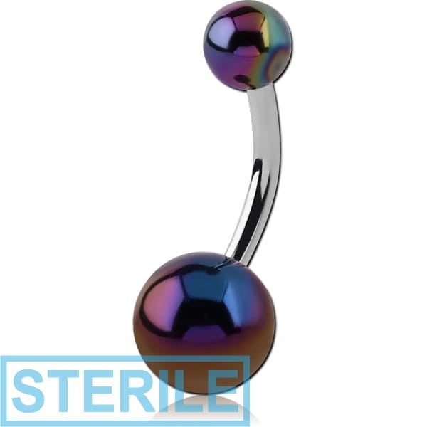 STERILE SURGICAL STEEL NAVEL BANANA WITH AB COATED UV BALL