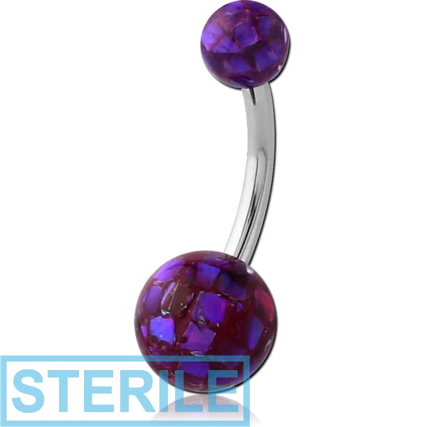 STERILE SURGICAL STEELEPOXY COATED SYNTHETIC MOTHER OF PEARL MOSAIC BALL NAVEL BANANA
