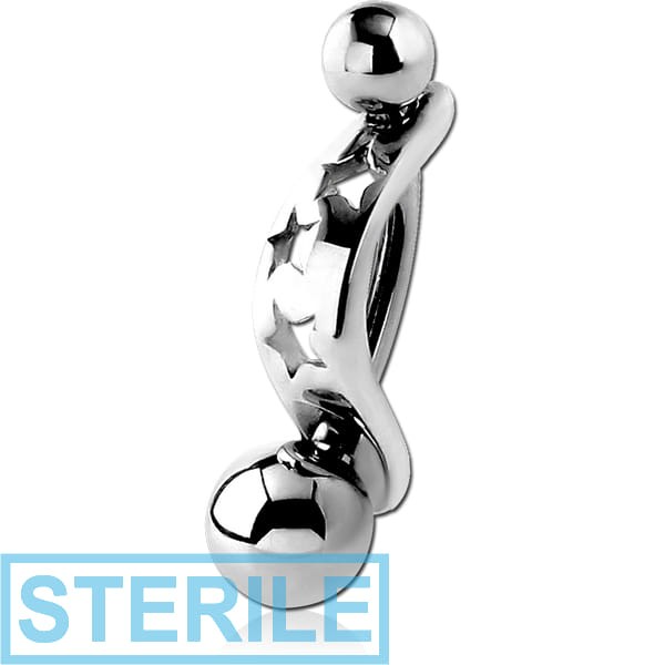 STERILE SURGICAL STEEL STAR CUT OUT INTIMATE SHIELD AND MINI NAVEL BANANA