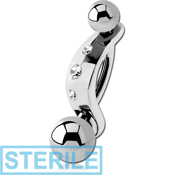 STERILE SURGICAL STEEL MULTI JEWELLED INTIMATE SHIELD AND MINI NAVEL BANANA