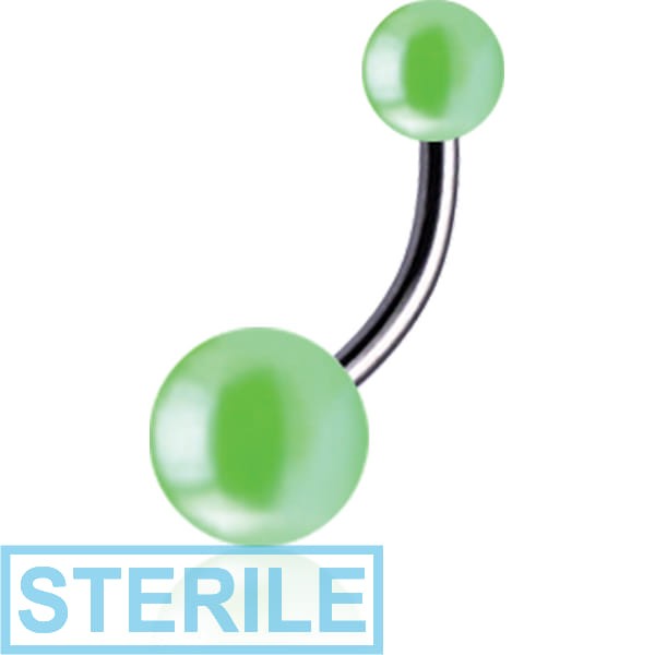 STERILE SURGICAL STEEL DOUBLE ACRYLIC SHINY PASTEL BALL NAVEL BANANA